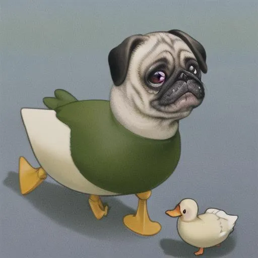 Prompt: pug, duck