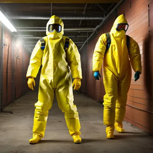 Prompt: Guy in a hazmat suit, In the backrooms, high res