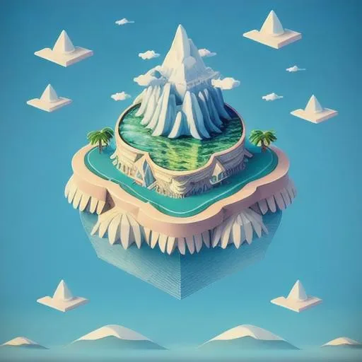 100mm photo of isometric floating island in the sky,... | OpenArt