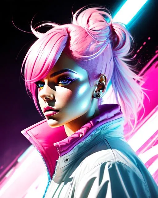 Prompt: full body atompunk man with flying hyperdetailed  long white/pink hair and with cute face , beautiful hyperdetailed gloss lips, 
apocalyptic background , perfect composition, hyperrealistic, photorealism, super detailed, 8k, high quality, trending art, sharp focus, studio lighting, intricate details, hyperdetailed photography 