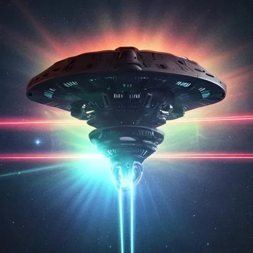 Prompt: Alien ship shooting lasers