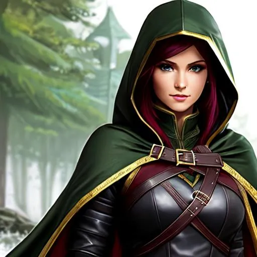 dnd, rogue, elf, female, wearing full robes, leather...