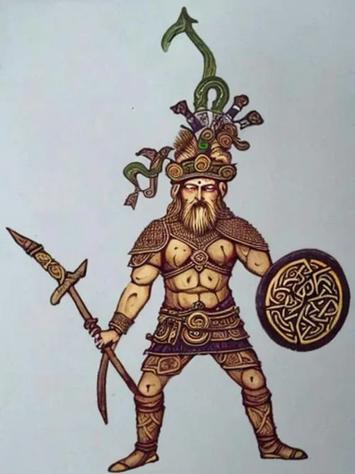 Prompt: Warrior king dagda, Celtic god