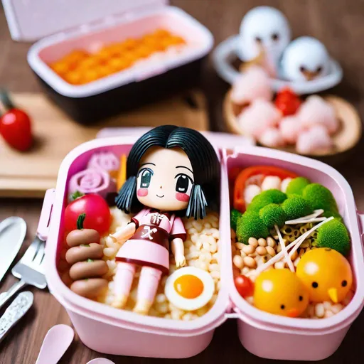 Prompt: Kawaii Bento Art of Battle Angel Alita | Food Photography | Diffused Lighting