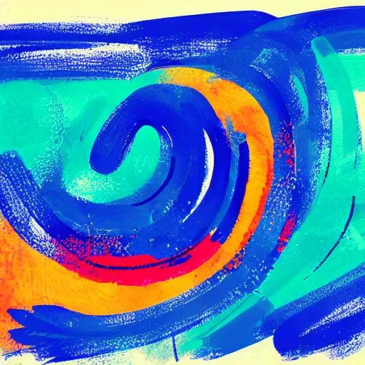 Prompt: Simple shapes art colors sketch abstract blue orange  yellow shapes waves white background
