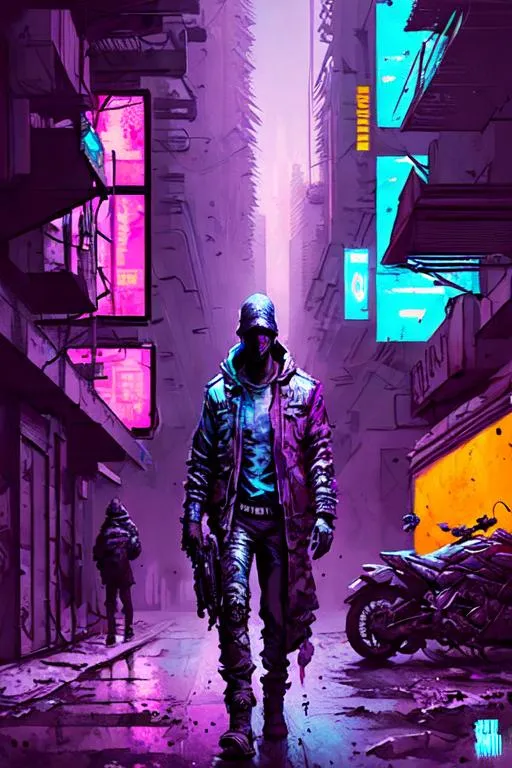 Prompt: a cyberpunk street, synthwave, dystopian, realistic,  highly detailed digital art, 