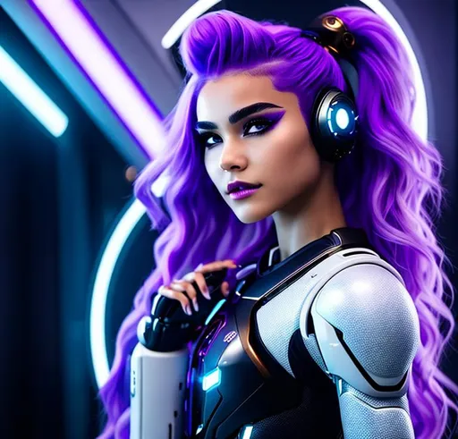 Prompt:  girl with White  hair and Cyborg , in the style of futuristic, violet and bronze backdrops, robotic boy, photorealistic costumes, schlieren photography, steanpunk, close-up, Hair, hairstyle to the side, oval face, weight 57kg, height 1.66, 22 years old close-up back view half body, perfect body,  wearing yellow rain jacket and denim shorts in a steanpunk city, hyper realistic details, cinematic lighting, 3d, 8k