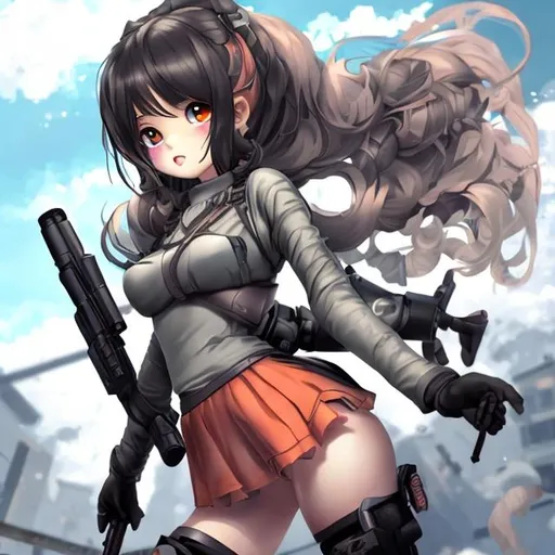 Prompt: Anime girl with a giant gun