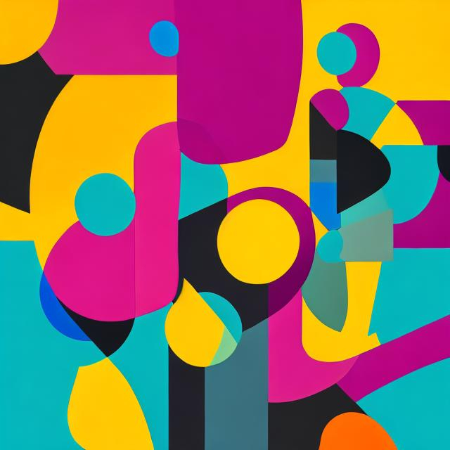 Use abstract shapes and bold colors to convey joy