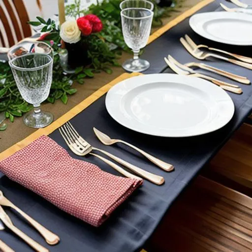 Prompt: A table set for dinner