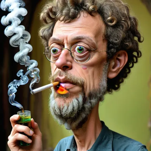 Prompt: terrence mckenna smoking a bong