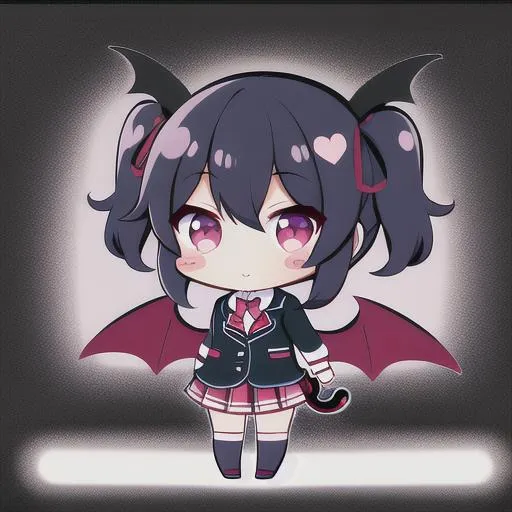 cute preppy anime girl with bat wings, anime pfp, hd