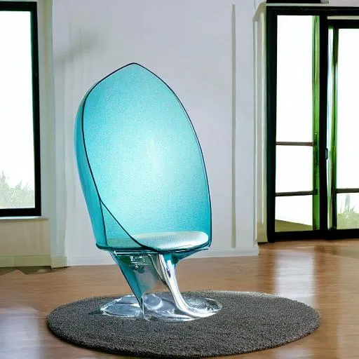 Prompt: giant glass chair