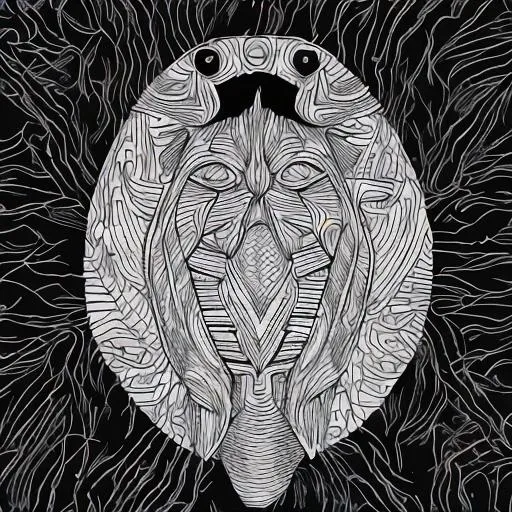 Prompt: Black and white coloring page of exotic fish