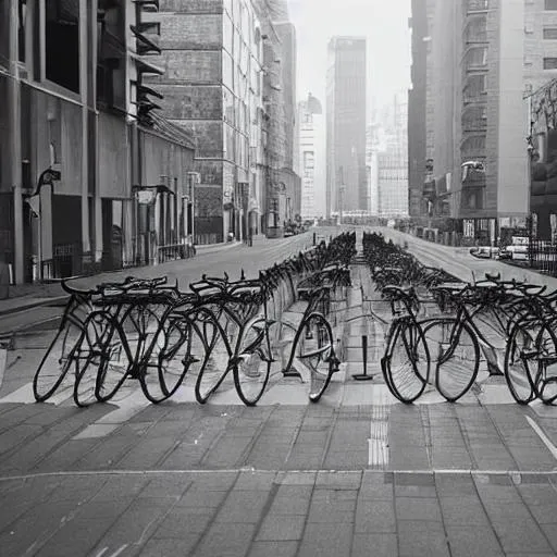 a big city with many bicycles that crisscross each o... | OpenArt