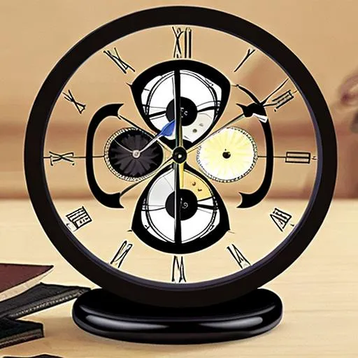 Prompt: best quality  futurisct  Hourglass  round pendulum clock  (Yin Yang)
