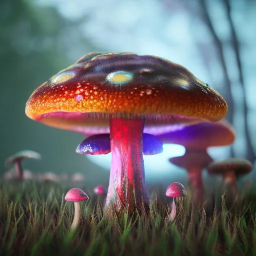 Prompt: trippy, psychedelic, mushroom, colorful, LSD, trip, ultra realistic, photo realsitic, octane render 8k
