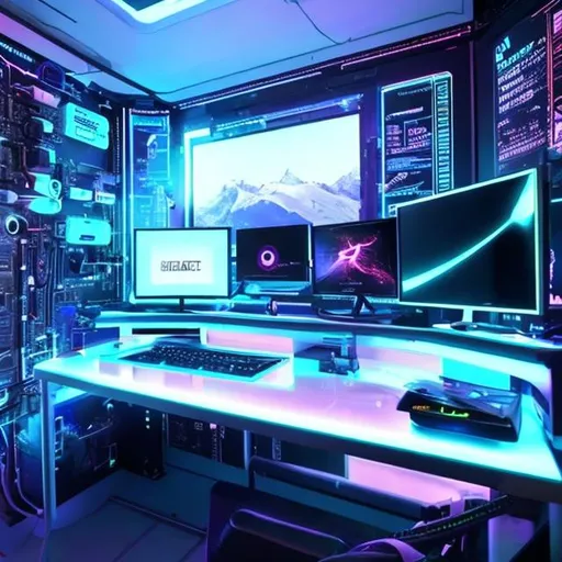 Prompt: Futuristic pc setup