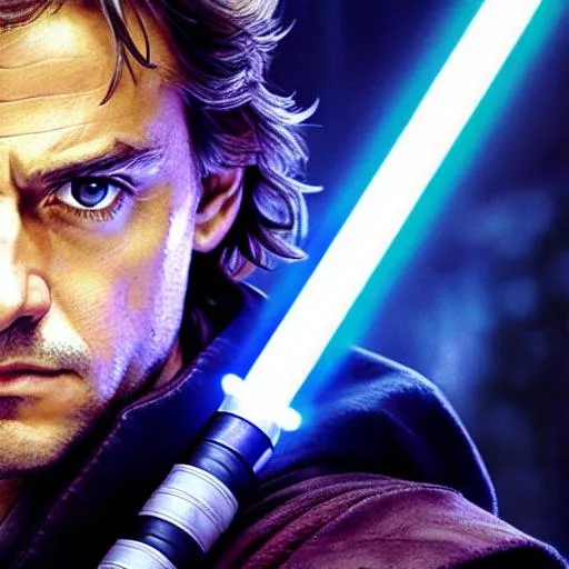 Prompt: Insanely detailed Portrait photograph of intricate  {{All skywalker}} jedi, with lightsaber sword,  from The Mandalorian tv show) hands, character art, 8 k 