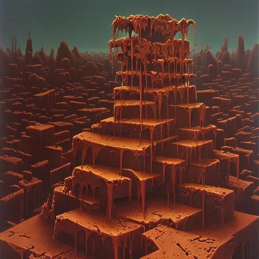 Prompt: Fudge in style of zdzislaw beksinski