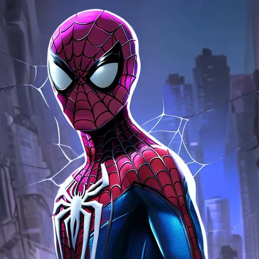 Prompt: Spiderman multiverse art style male 15 year old Gwen with spider power, rendered, 4k graphic, Bloom, glowing eyes