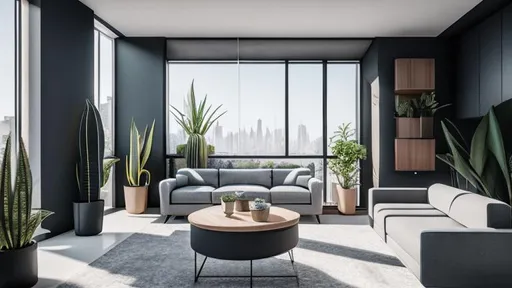 Prompt: modern futuristic Apartment interior Design with liminal space. cinematic lighting, soft color palette, after effects, lightroom, hyperrealistic, futuristische Elements, mediterrane. Architectural magazin picture. Cinematic. Plants Wood, Stone, concrete, futuristic Style.