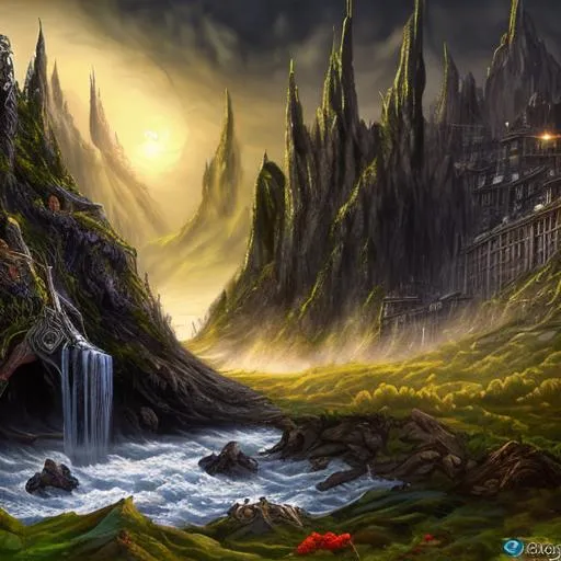 Prompt: dark Fantasy feywild landscape