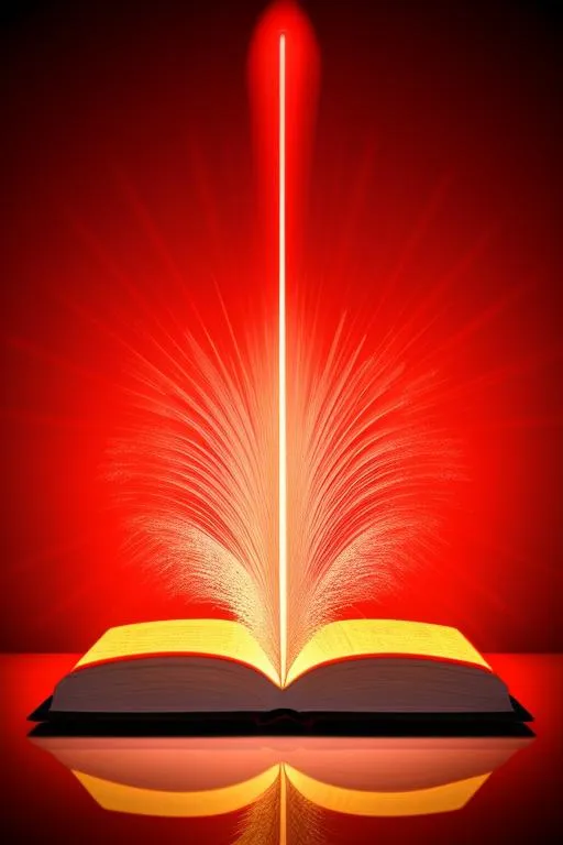 Prompt: ((Red)))Magic Glowing Book, light coming out of it