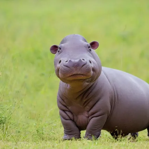 Prompt: cute baby hippo in the savanna