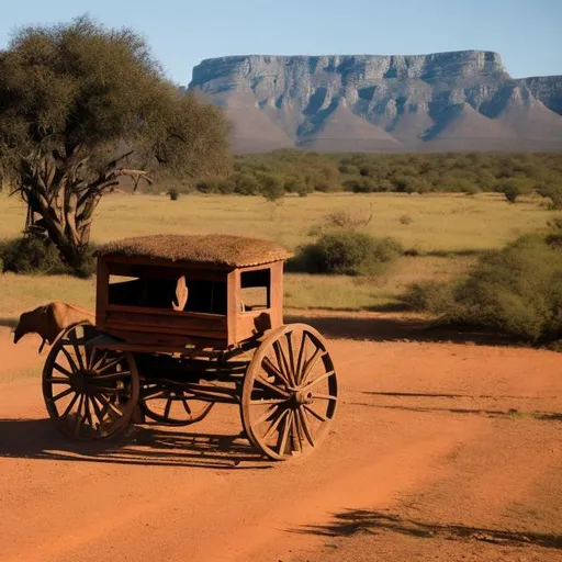 Prompt:  ox wagon going through south africa
