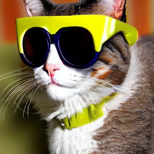 cat wearing colored sunglasses