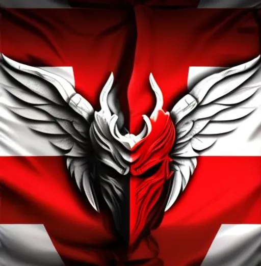 Prompt: Garuda knight face digital with red and white Indonesian flag ,anime illustrasion 3D