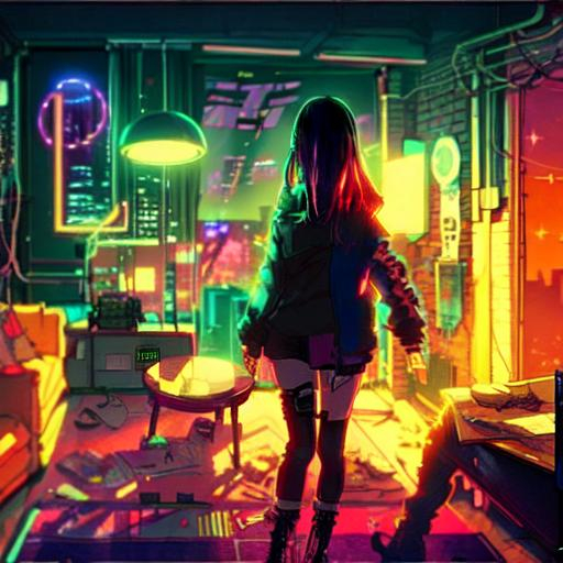 (Cyberpunk) & (Lofi) setting, Messy ((apartment)), (... | OpenArt