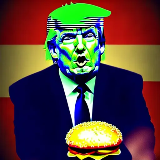 Prompt: make trump eating a hamburger, 4k, high resolution, HD
