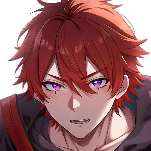 Prompt: Erikku male adult (short ginger hair, freckles, right eye blue left eye purple) UHD, 8K, Highly detailed, insane detail, best quality, high quality,  anime style,  fighting, covered in blood, psychotic