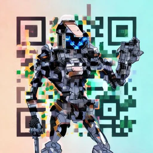 Prompt: robot with weapons in bitcoin style