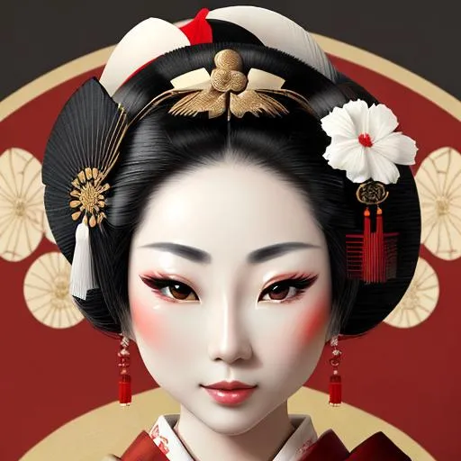 Prompt: Elegant japanese geisha, facial closeup