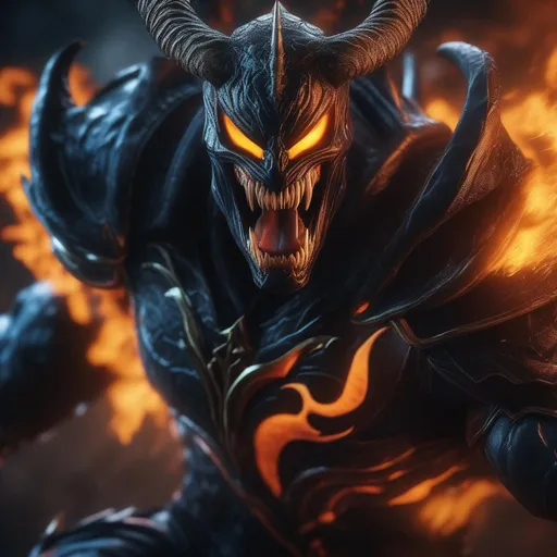 Prompt: a death knight with a Venom mouth (Venom movie), with horns forward on his forehead, orange fire eyes, Fighting , Hyperrealistic, sharp focus, Professional, UHD, HDR, 8K, Render, electronic, dramatic, vivid, pressure, stress, nervous vibe, loud, tension, traumatic, dark, cataclysmic, violent, fighting, Epic