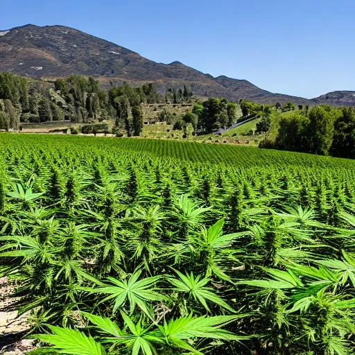 Prompt: hidden valley of mature cannabis


