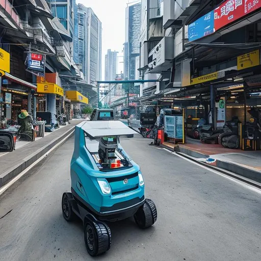 Prompt: smart city , asian lifestyle, superinteligent machines, robots
