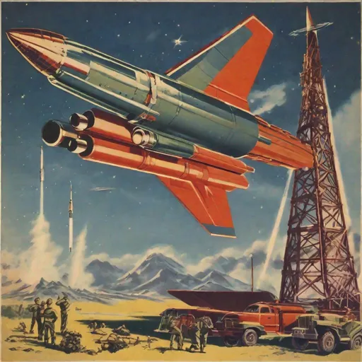 Prompt: 1950s US military missile command