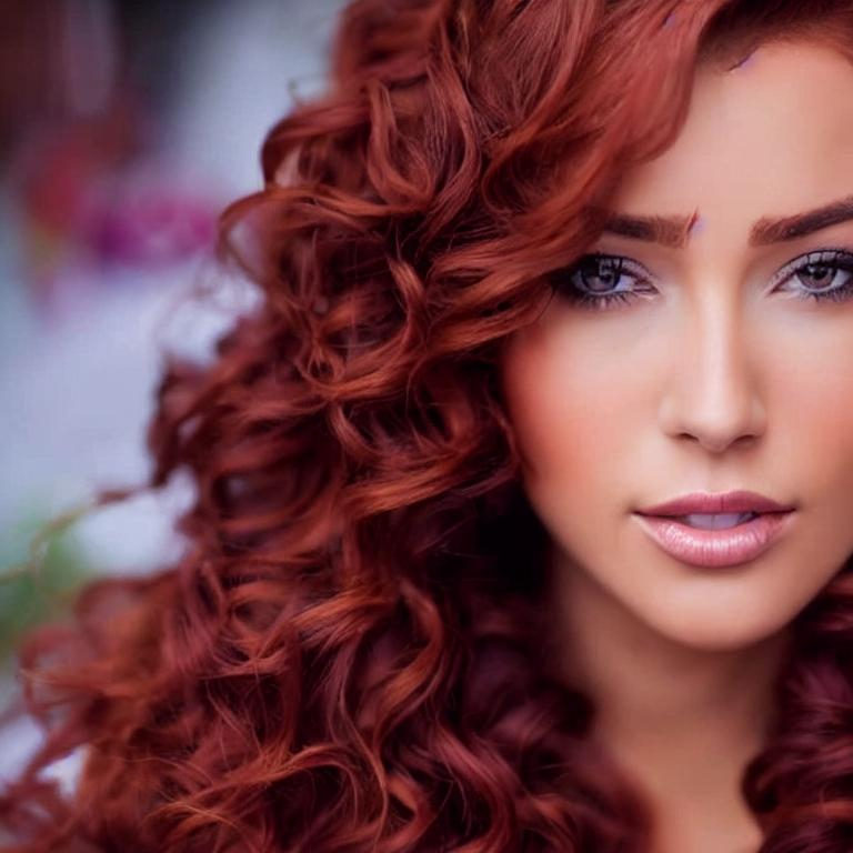 An Attractive Young Woman Long Auburn Curly Hair