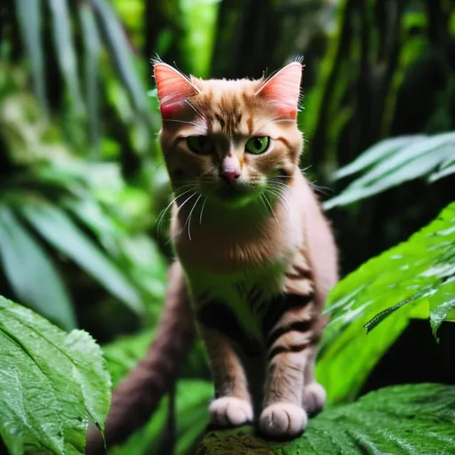 Prompt: Cat in the rainforest 