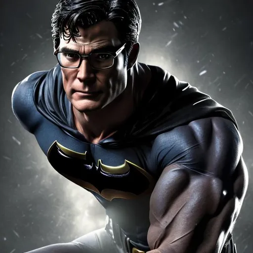 Prompt: Clark Kent as batman, 10K UHD Muscular build, everything super detailed. 