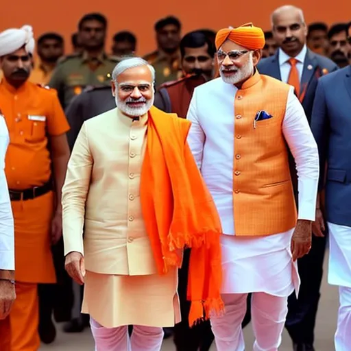 Prompt: Indian prime minister in orange outfits