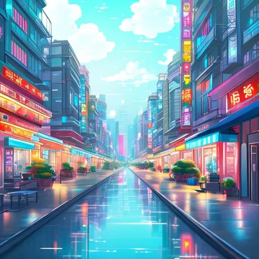 Prompt: anime-show style art of a city