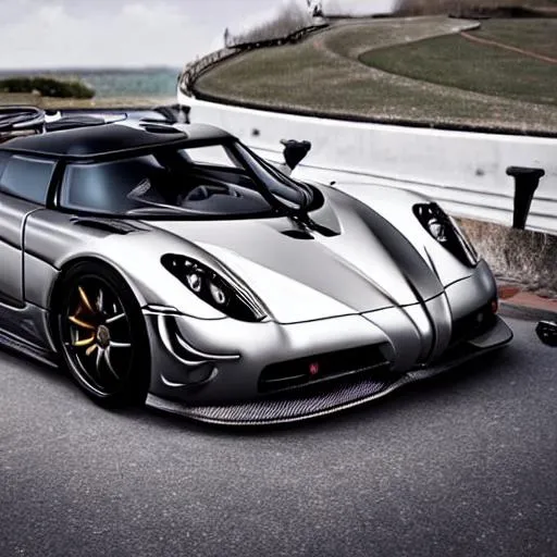 Prompt: A Pagani mixed with a Koenigsegg mixed with a Porsche