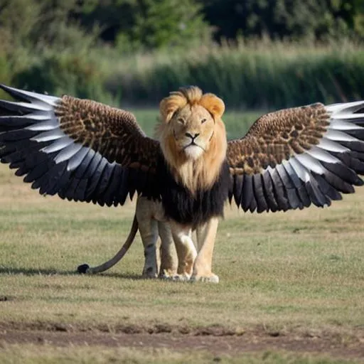 Prompt: A lion with realistic wings 