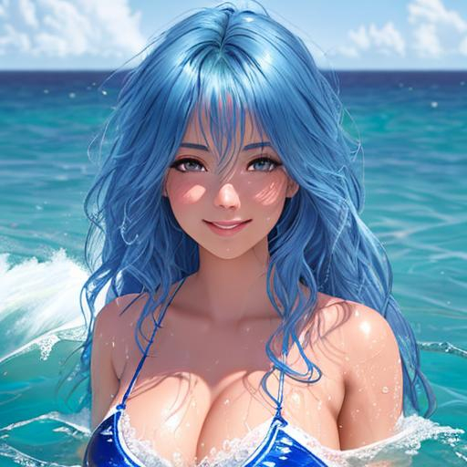 Extremely Realistic Hyperdetailed Blue Haired Wate Openart 8043