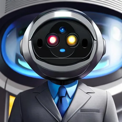 Prompt: A robot wearing business suit, but his head is a CCTV camera 